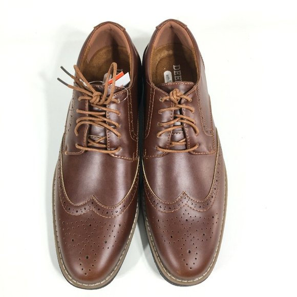 Deer Stags Mens Creston Wingtip Oxford Dress Shoes 10 Redwood Brown